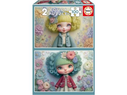 puzzle kvetinove slecny 2x100 dilku